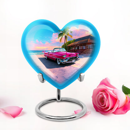 Stunning Blue Car Guardian Urn for Human Ashes - 10-inch, 200 cu in - Yatskia