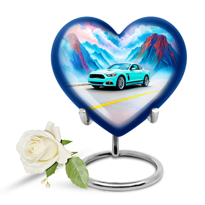 Personalized Car Cremation Urns - Pristine Teal 10-inch, 200 cu in - Yatskia