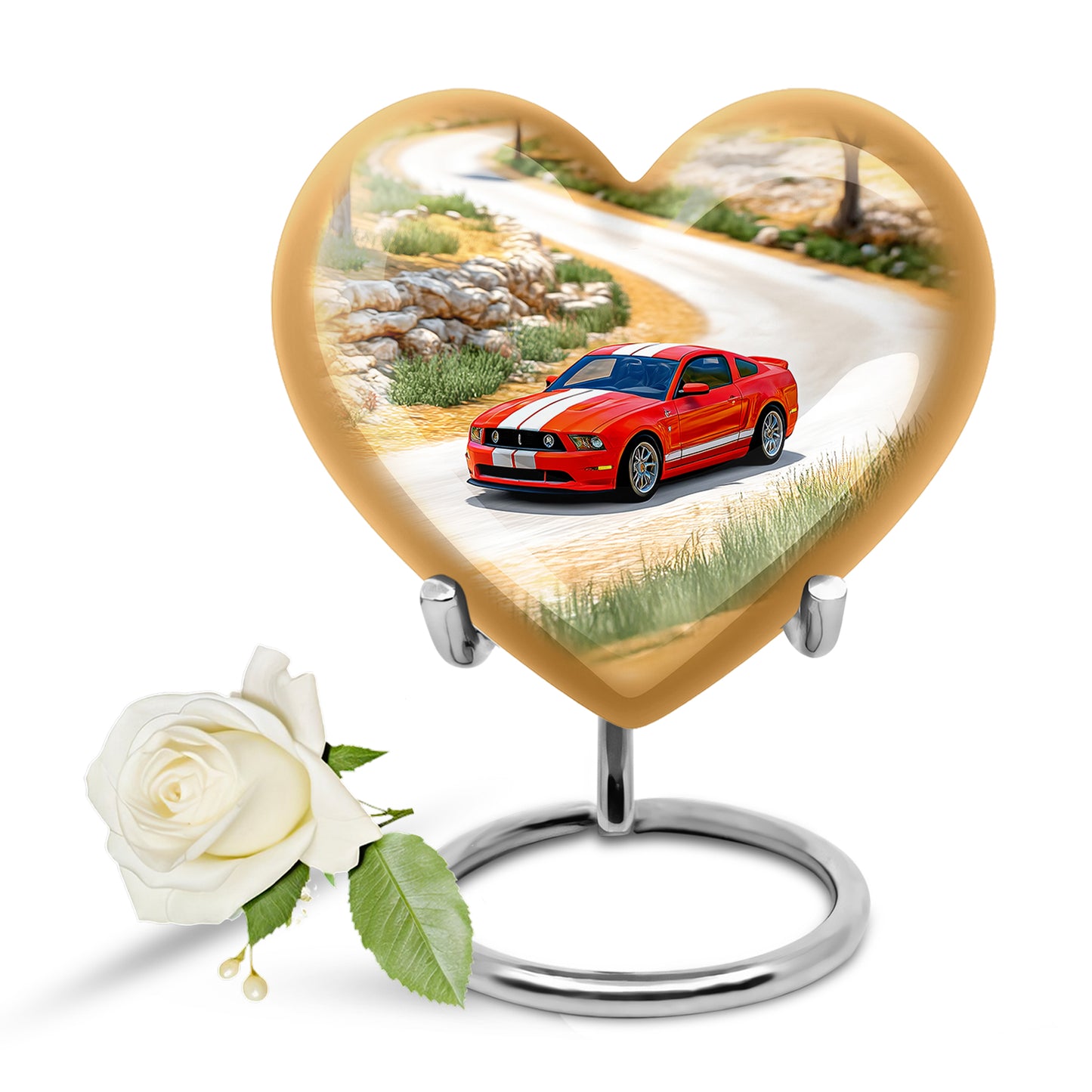 Gold Car Heritage Cremation Urns for Human Ashes - 10-inch, 200 cu in - Yatskia