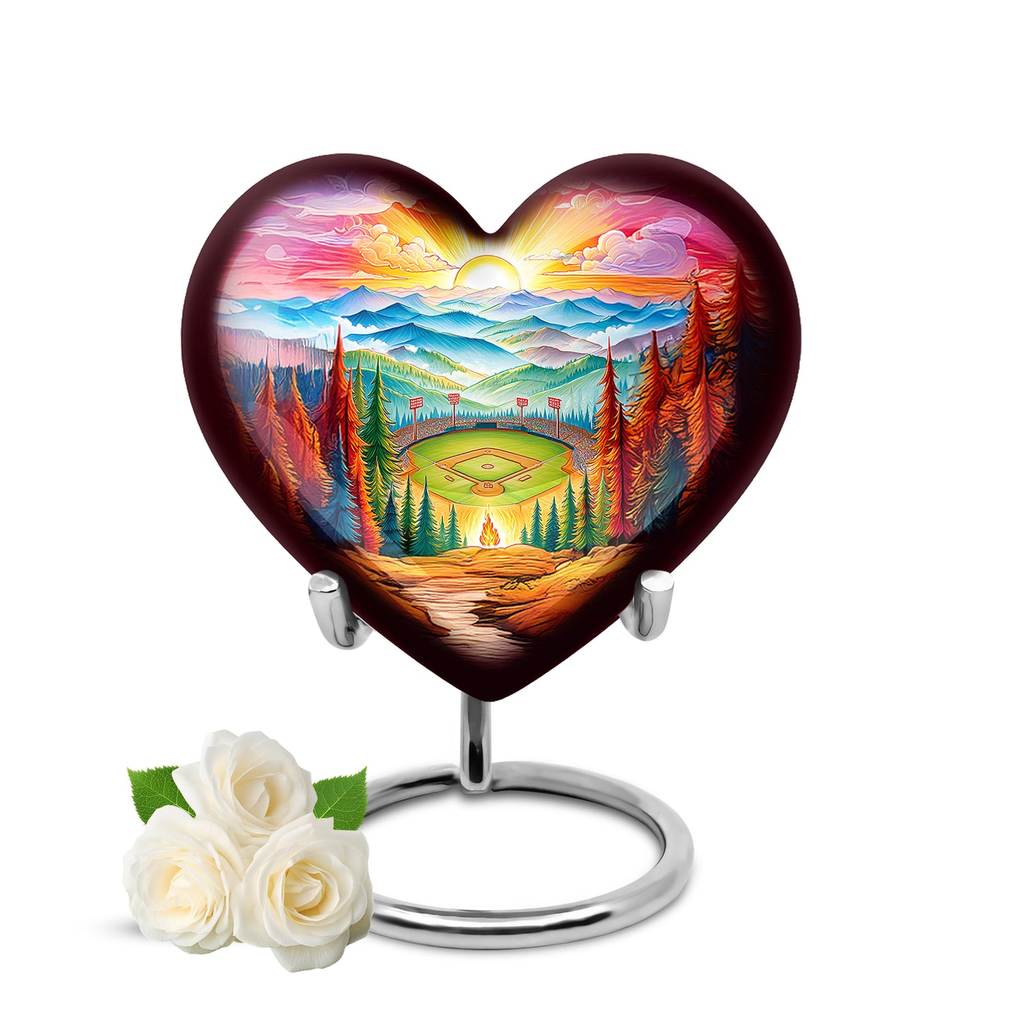 Personalized Baseball Cremation Urns - Eminent Red 10-inch, 200 cu in - Yatskia