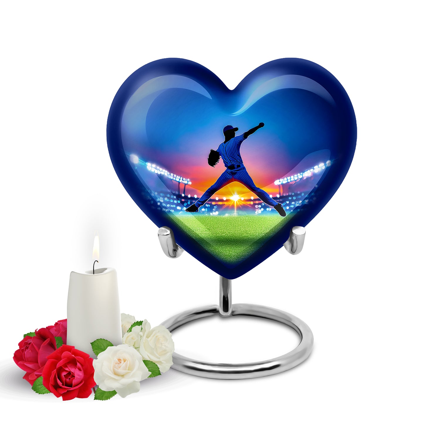 Blue Baseball Cremation Urns - Glorious Celebration 10-inch, 200 cu in - Yatskia