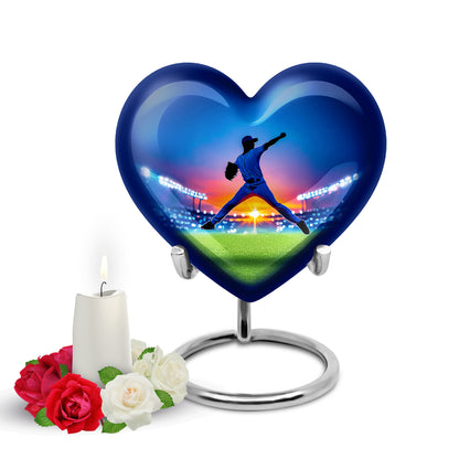 Blue Baseball Cremation Urns - Glorious Celebration 10-inch, 200 cu in - Yatskia
