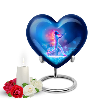 Luminous Blue Baseball Honor Urn for Human Ashes - 10-inch, 200 cu in - Yatskia