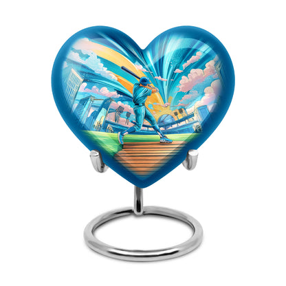 Inspiring Teal Baseball Farewell Urn for Human Ashes - 10-inch, 200 cu in - Yatskia