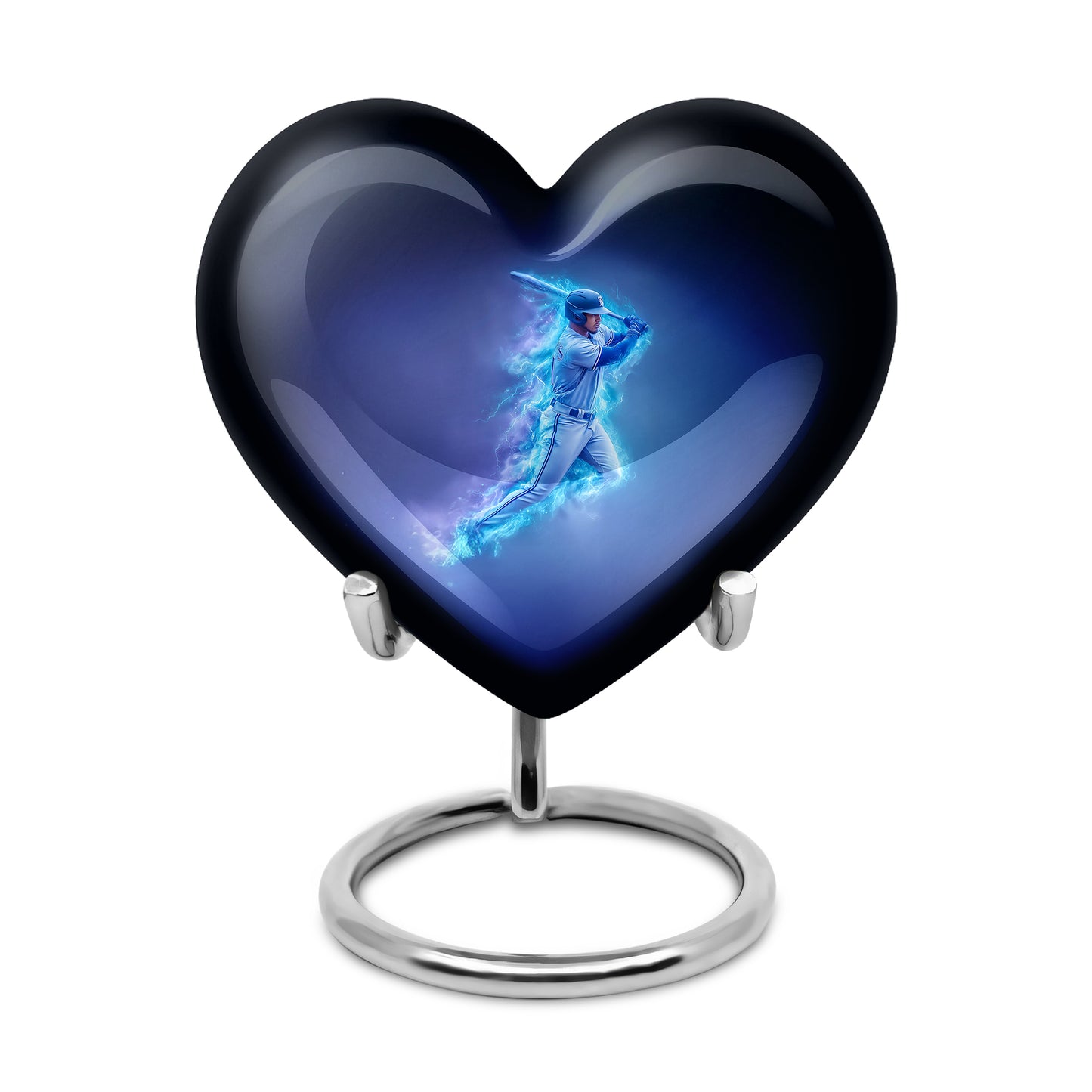 Resplendent Blue Baseball Cremation Urn for Ashes - 10-inch, 200 cu in - Yatskia
