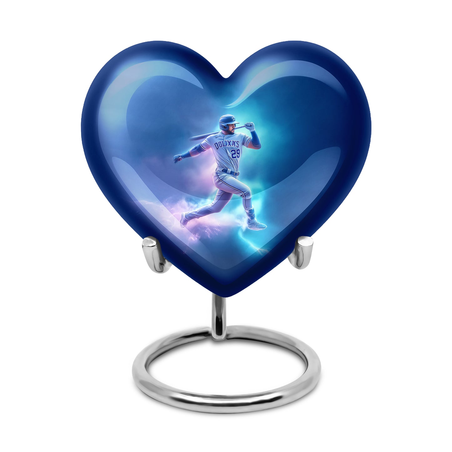 Blue Serene Baseball Memorial Urn for Ashes - 10-inch, 200 cu in - Yatskia