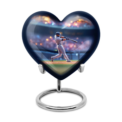 Graceful Blue Baseball Memorial Urn for Human Ashes - 10-inch, 200 cu in - Yatskia