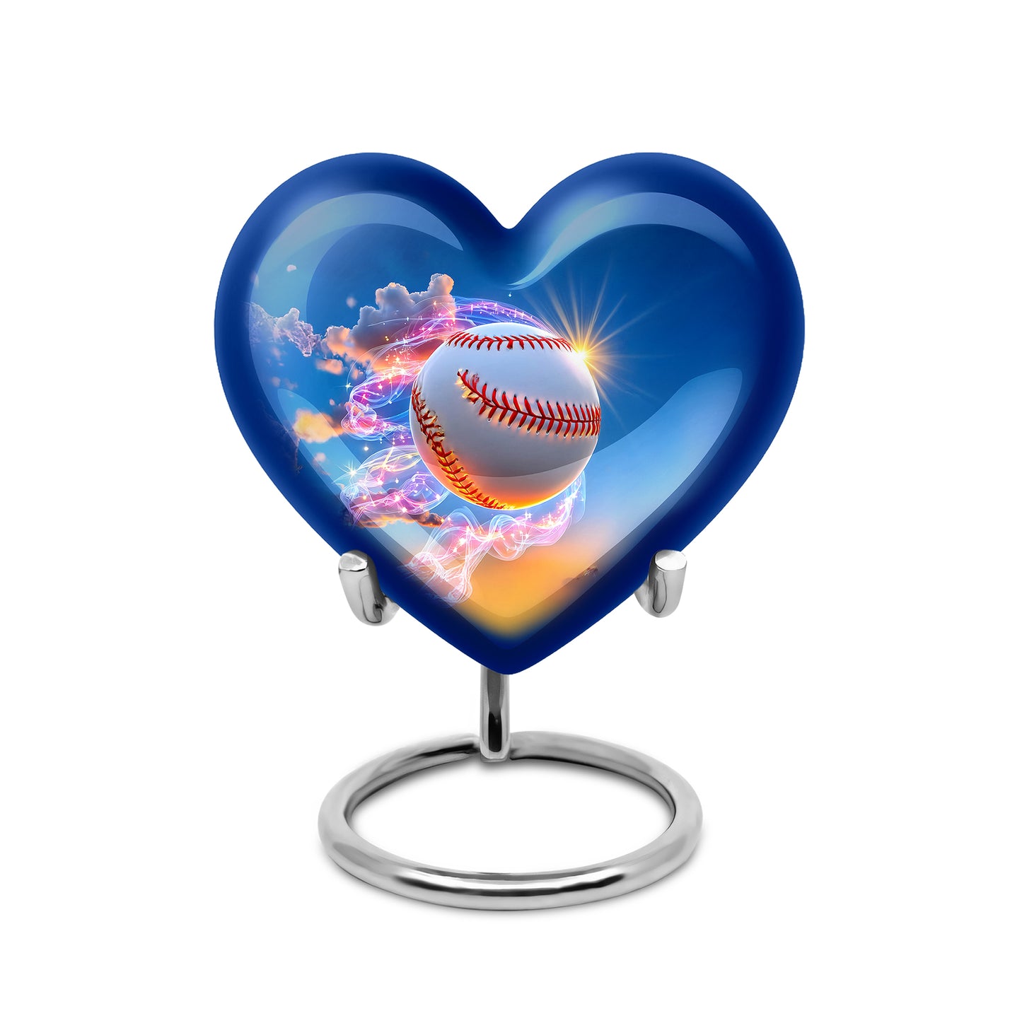 Personalized Blue Revered Baseball Cremation Urns for Human Ashes - 10-inch, 200 cu in - Yatskia