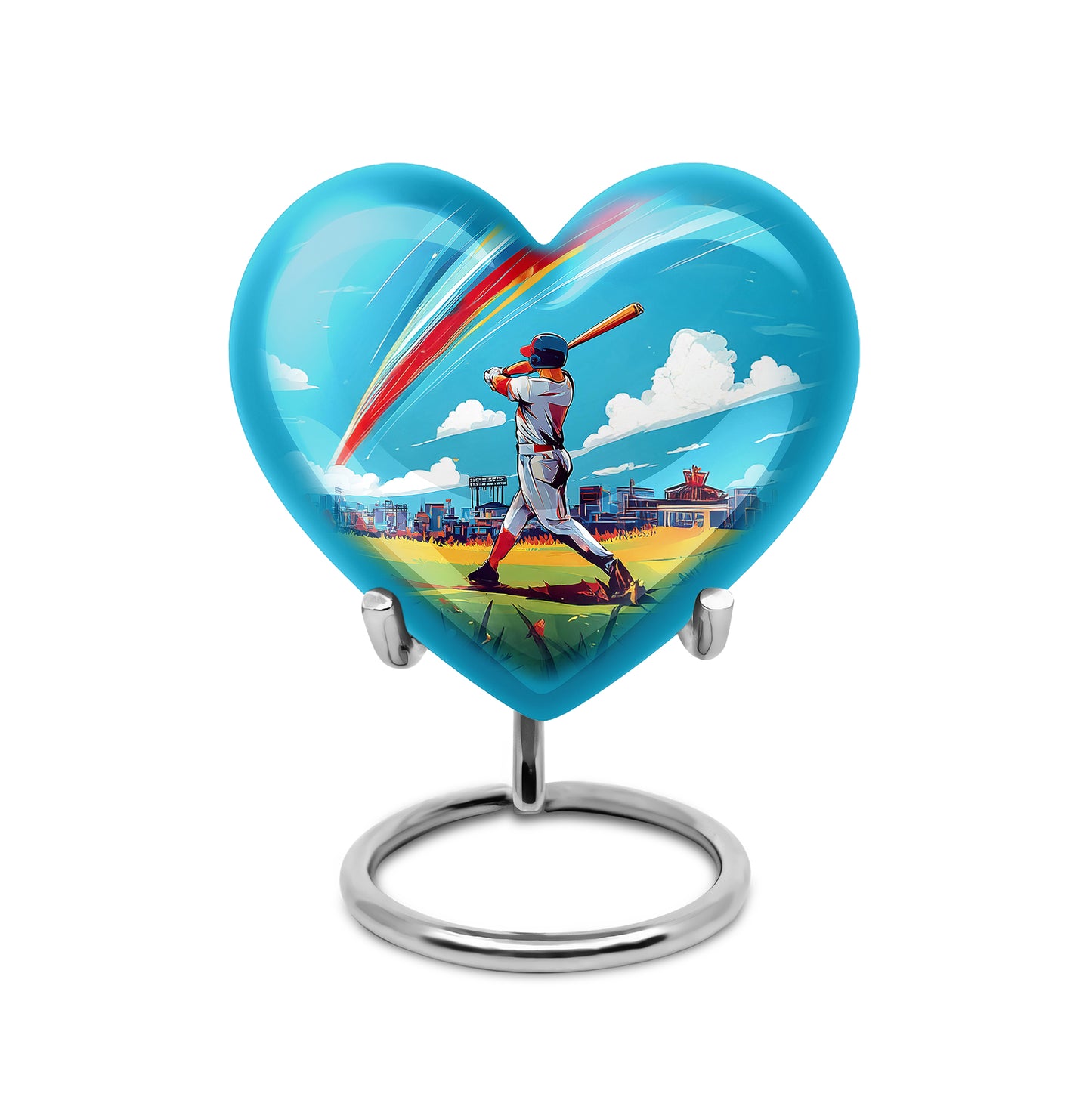 Distinguished Teal Baseball Cremation Urn for Ashes - 10-inch, 200 cu in - Yatskia
