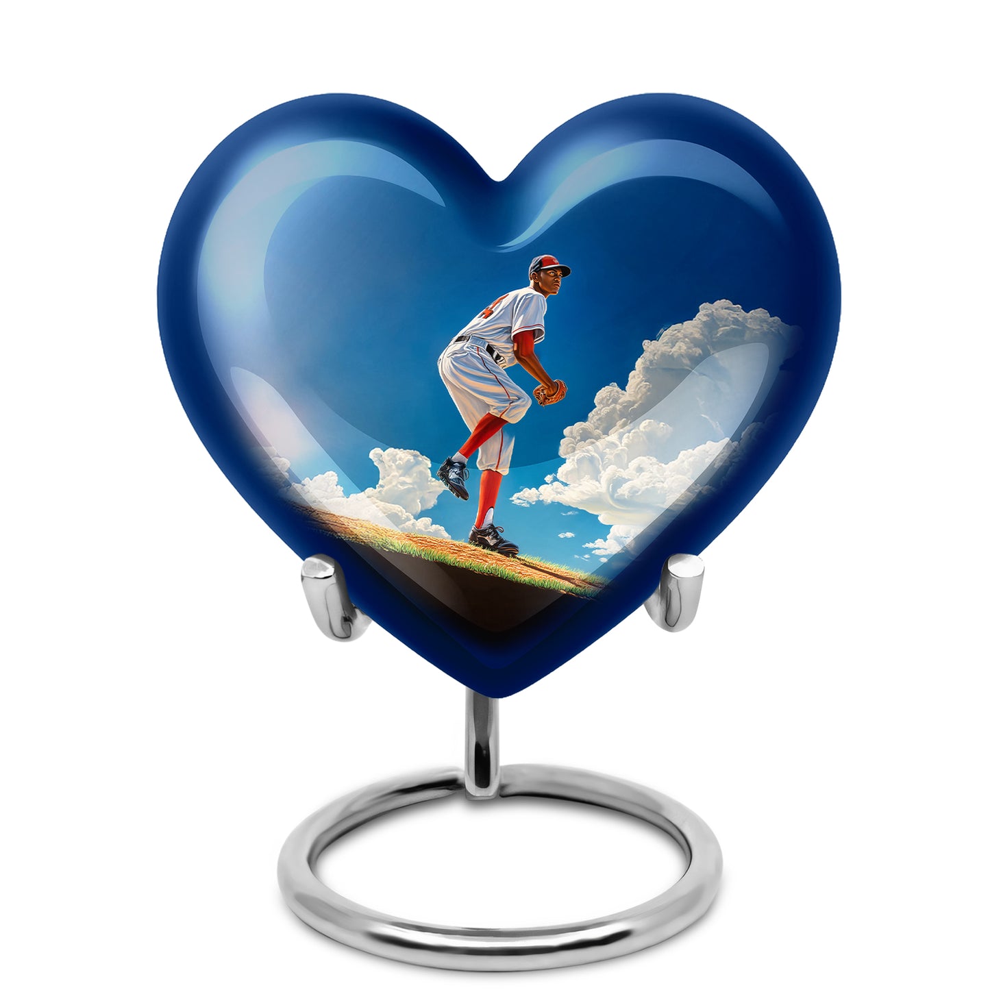Personalized Baseball Cremation Urns - Pristine Blue 10-inch, 200 cu in - Yatskia
