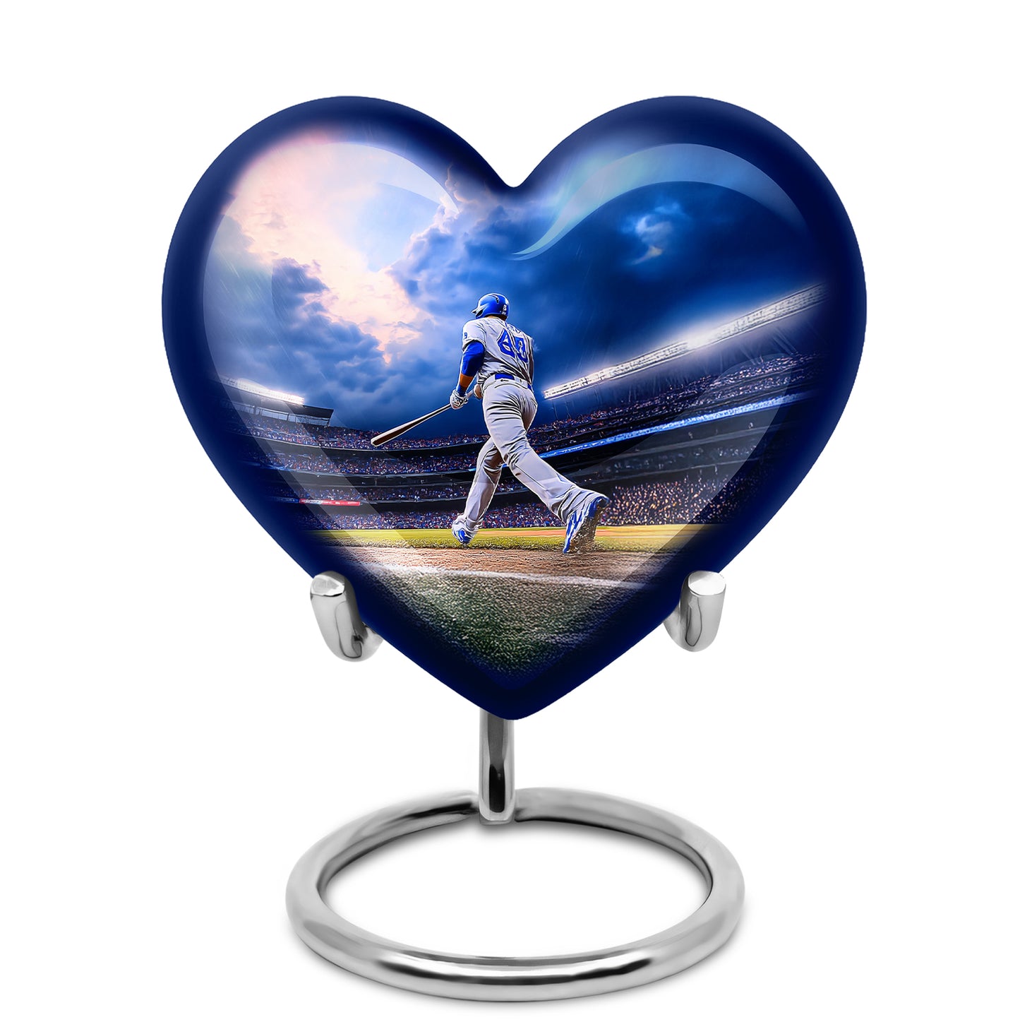 Lustrous Baseball Cremation Urns for Human Ashes - Blue 10-inch - Yatskia