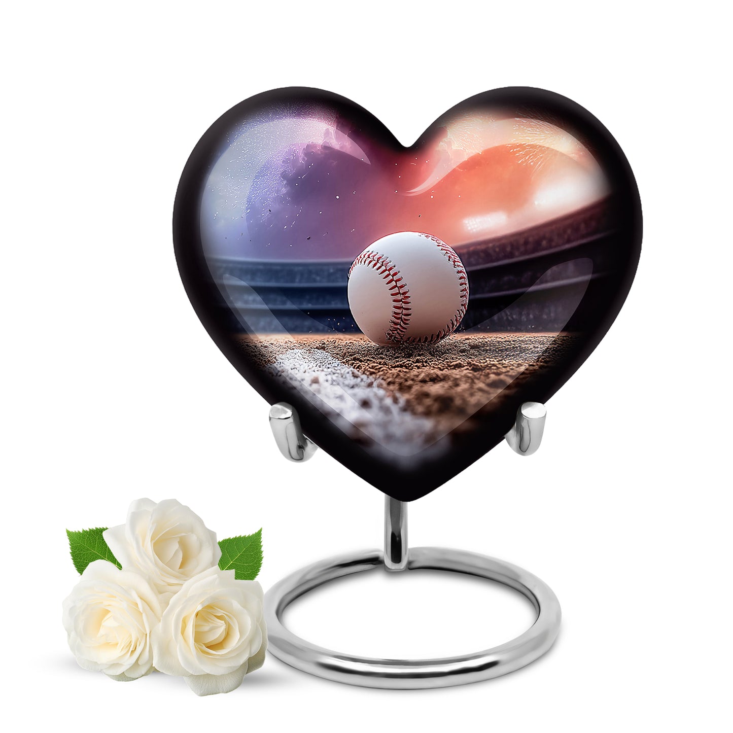 Timeless Purple Baseball Cremation Urn for Ashes - 10-inch, 200 cu in - Yatskia