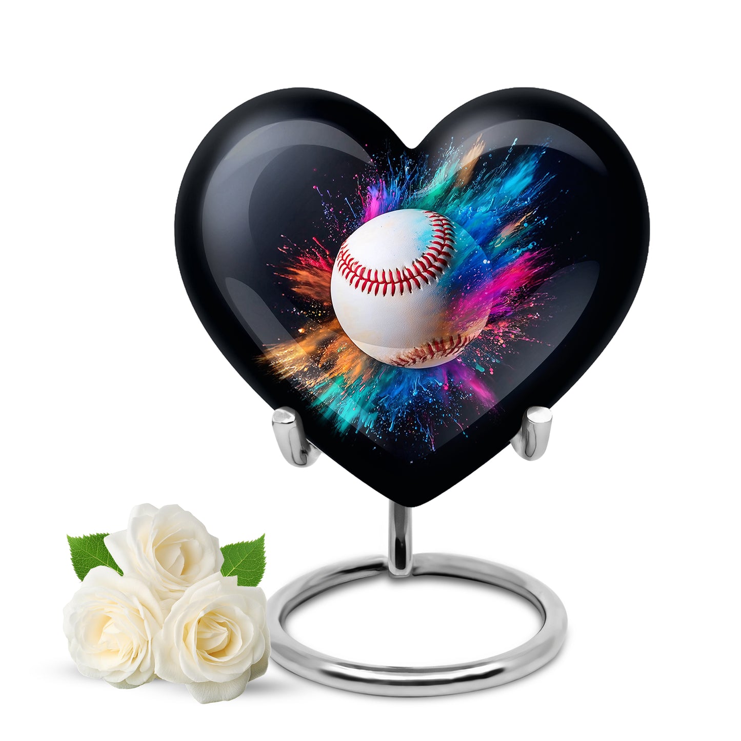 Distinguished Black Baseball Cremation Urn for Ashes - 10-inch, 200 cu in - Yatskia
