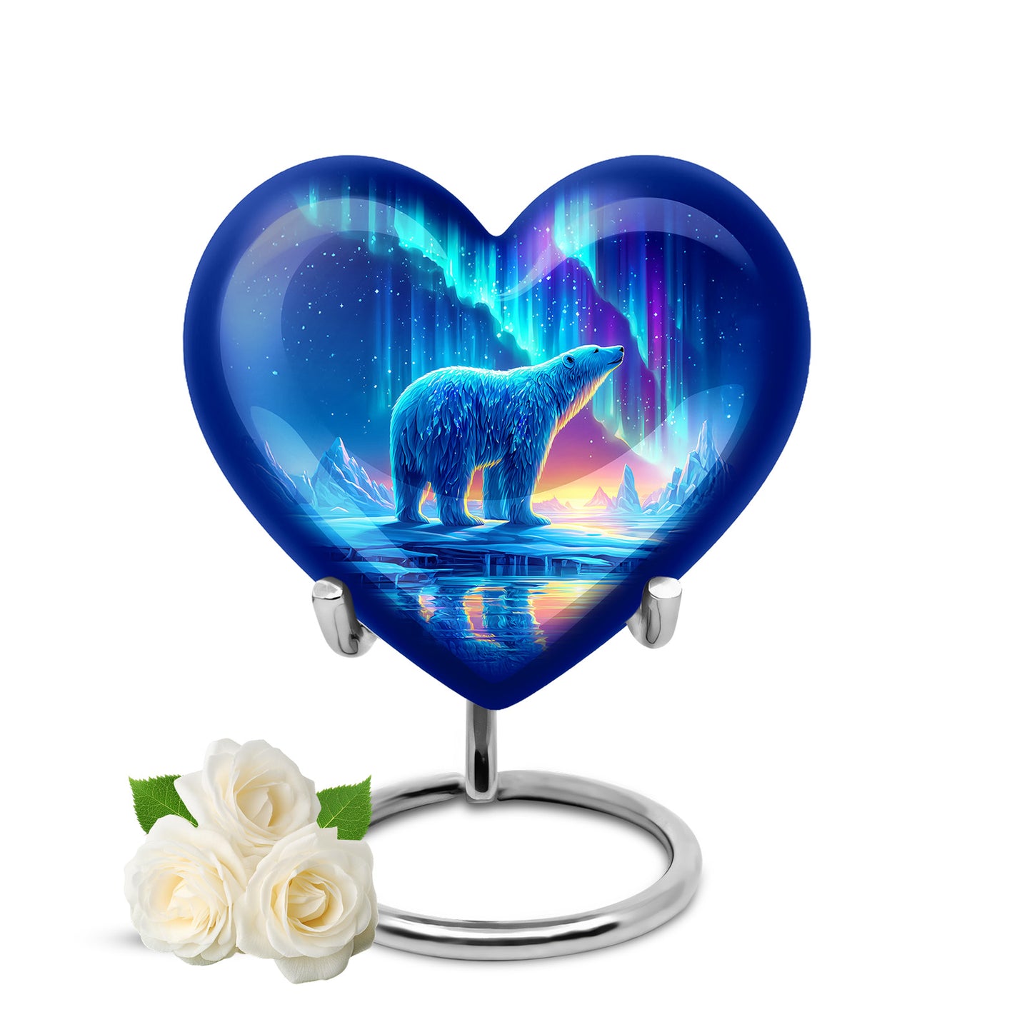 Ethereal Bear Memorial Cremation Urns - Blue 10-inch, 200 cu in - Yatskia
