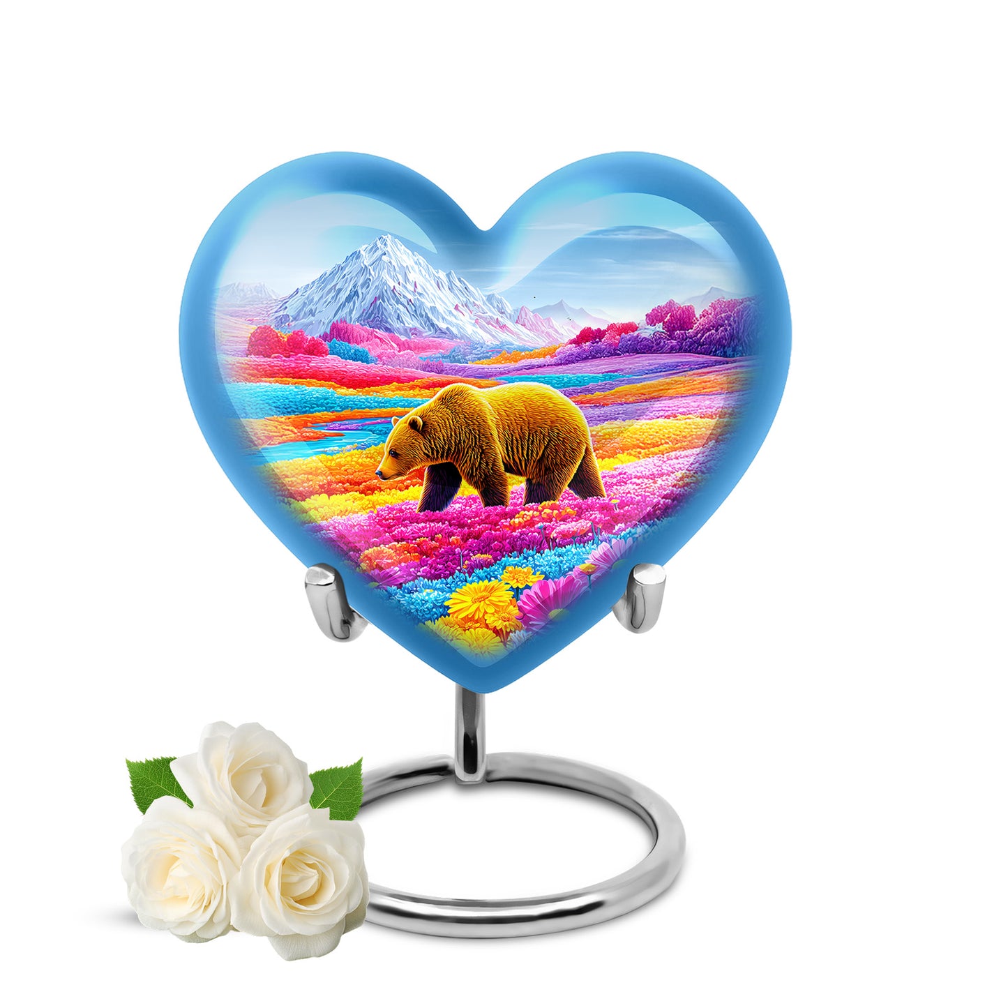 Timeless Blue Bear Cremation Urn for Ashes - 10-inch, 200 cu in - Yatskia