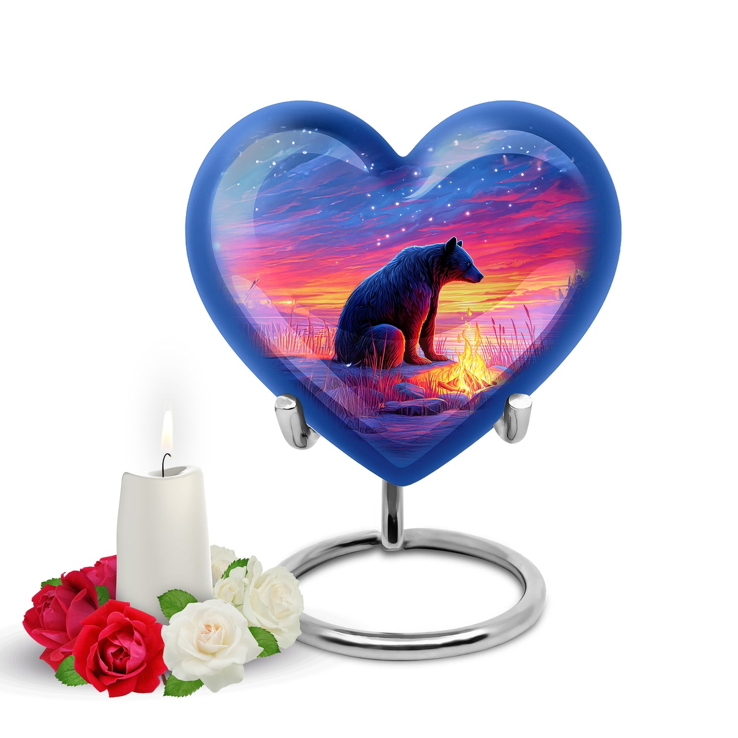 Everlasting Blue Bear Journey Urn for Human Ashes - 10-inch, 200 cu in - Yatskia