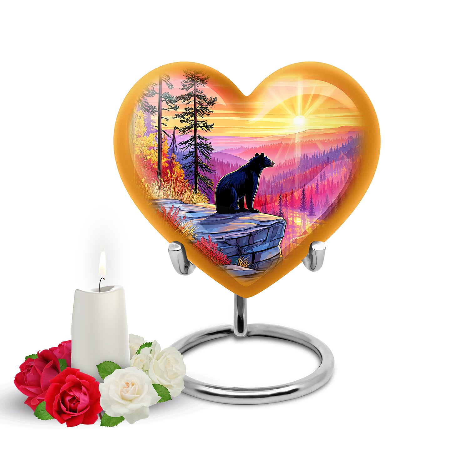 Blessed Bear Cremation Urns for Human Ashes - Red 10-inch - Yatskia