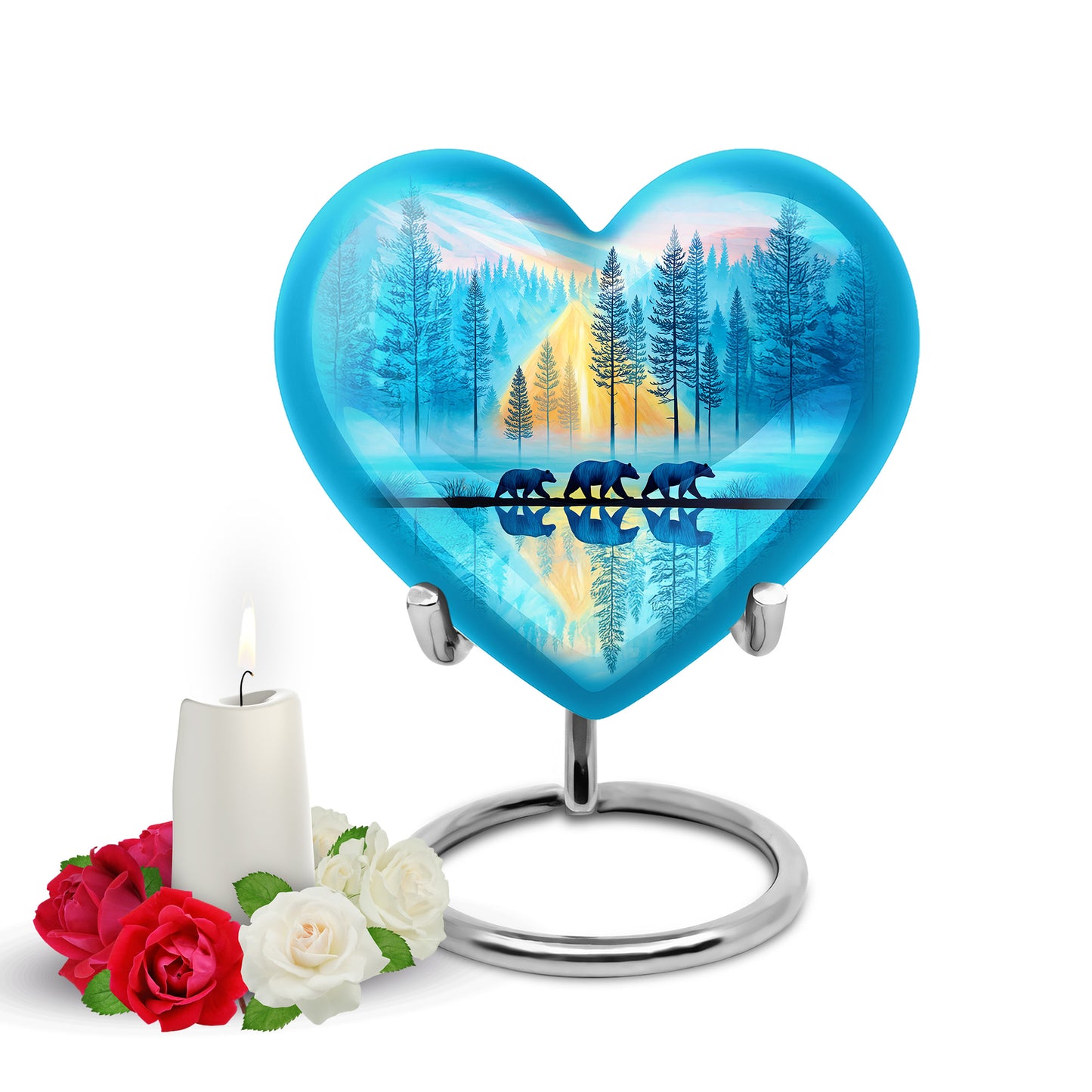 Personalized Teal Heavenly Bear Cremation Urns for Human Ashes - 10-inch, 200 cu in - Yatskia