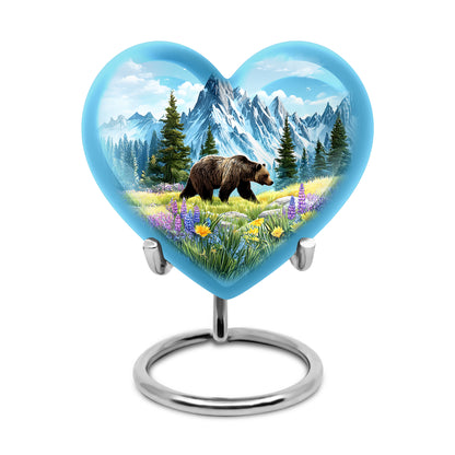 Personalized Eternal Bear Cremation Urns - Blue 10-inch, 200 cu in - Yatskia
