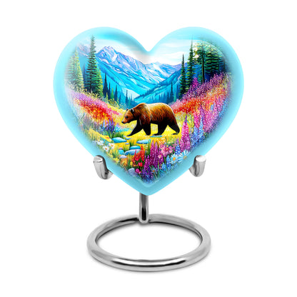 Personalized Teal Heavenly Bear Cremation Urns for Human Ashes - 10-inch, 200 cu in - Yatskia
