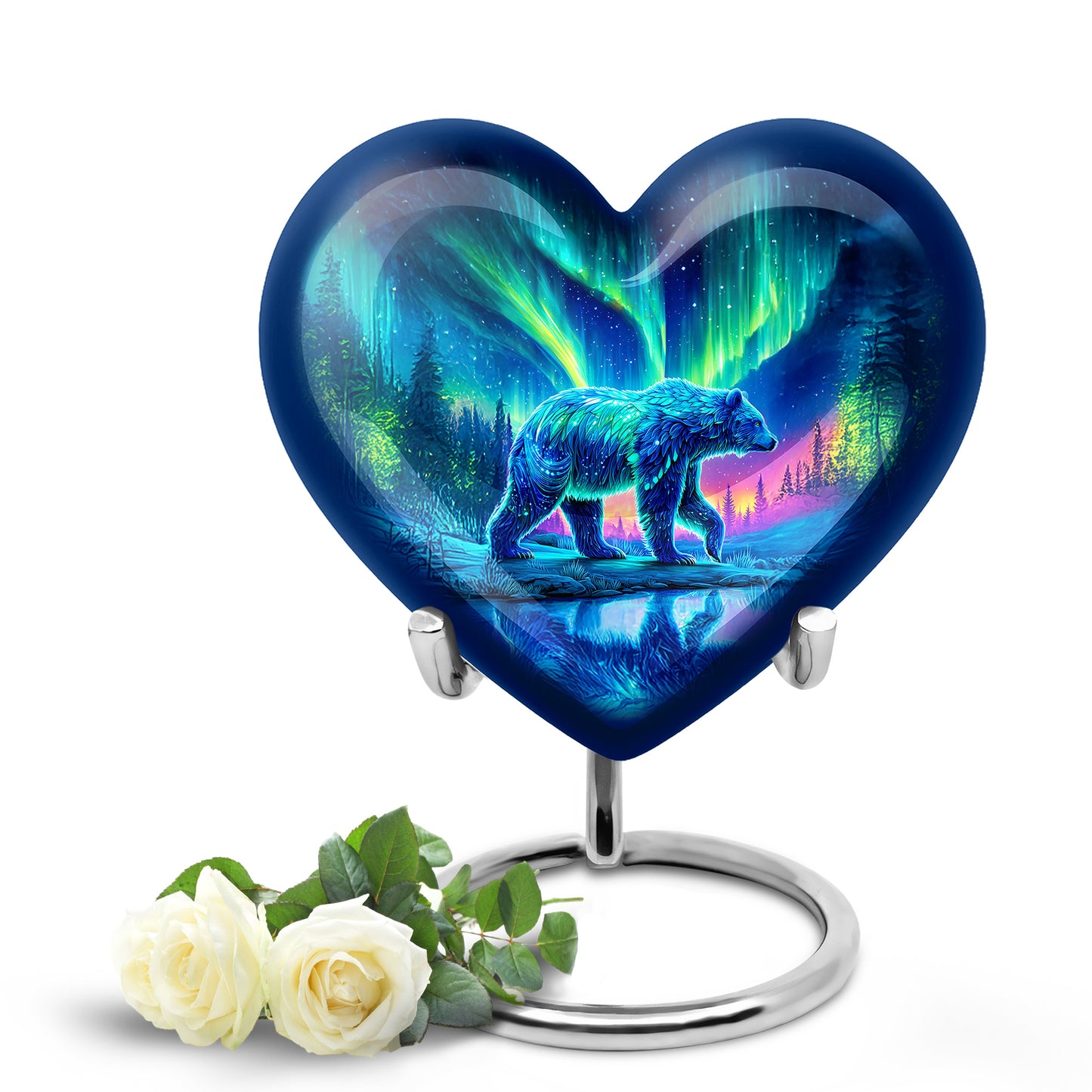 Everlasting Blue Bear Beacon Urn for Human Ashes - 10-inch, 200 cu in - Yatskia