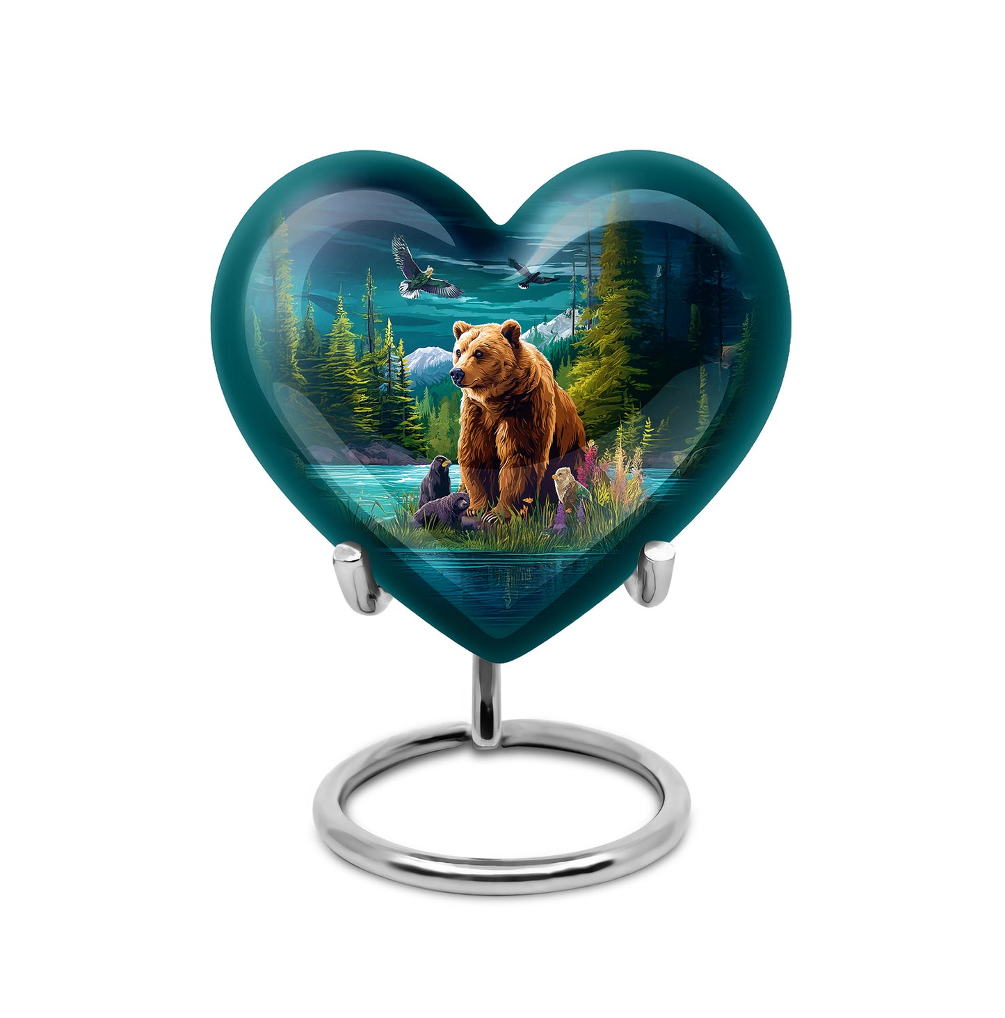 Personalized Teal Heavenly Bear Cremation Urns for Human Ashes - 10-inch, 200 cu in - Yatskia