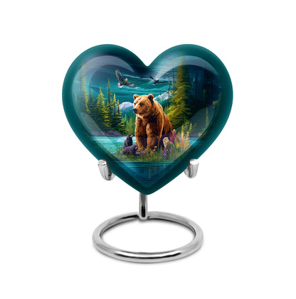 Personalized Teal Heavenly Bear Cremation Urns for Human Ashes - 10-inch, 200 cu in - Yatskia