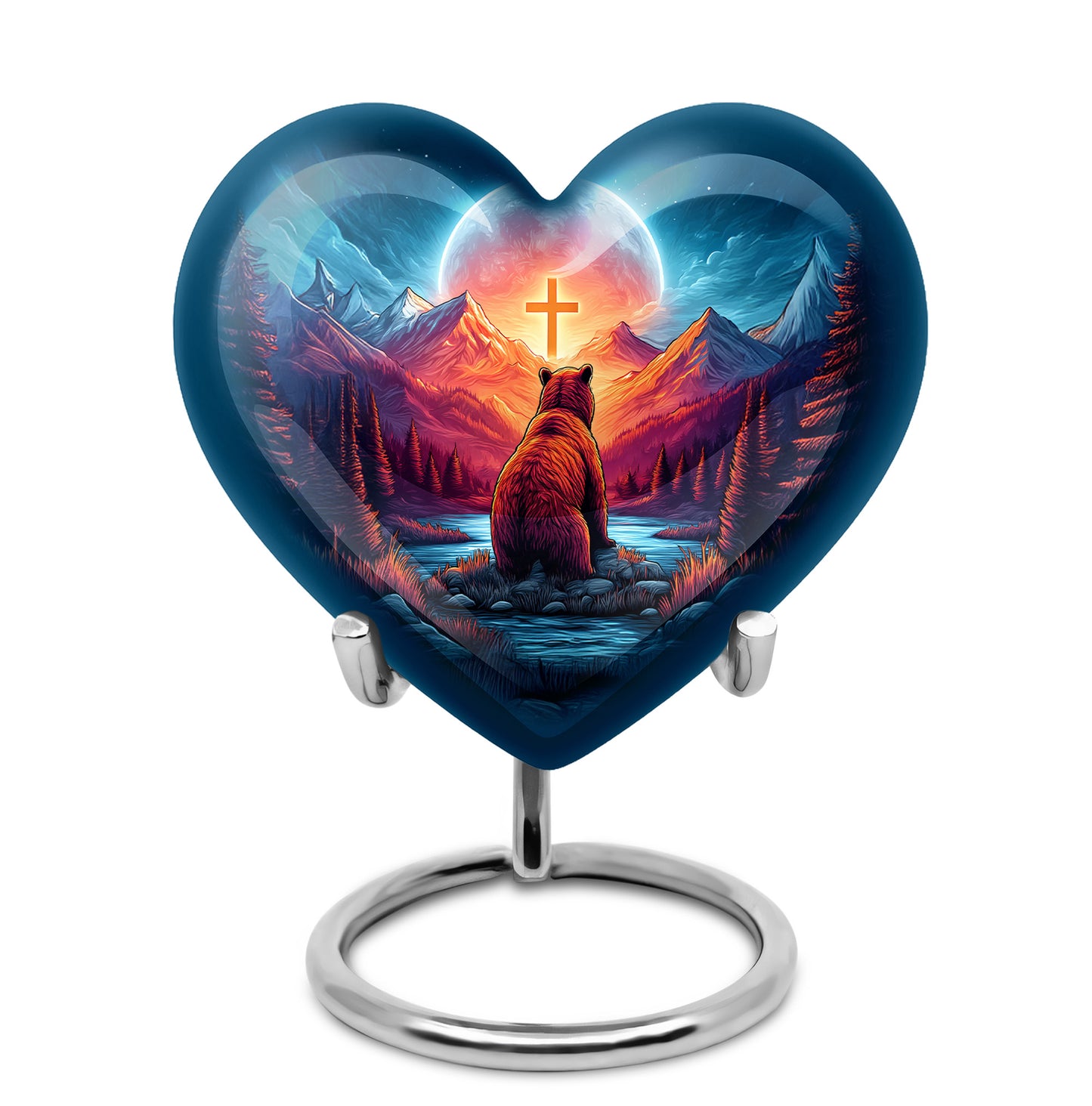 Ethereal Bear Memorial Cremation Urns - Blue 10-inch, 200 cu in - Yatskia