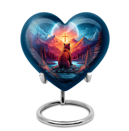 Ethereal Bear Memorial Cremation Urns - Blue 10-inch, 200 cu in - Yatskia
