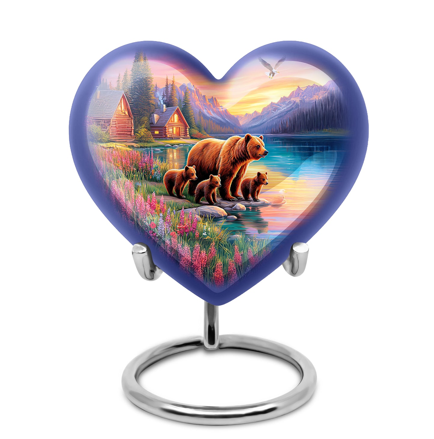 Personalized Blue Bear Cremation Urns for Ashes - Majestic 10-inch - Yatskia