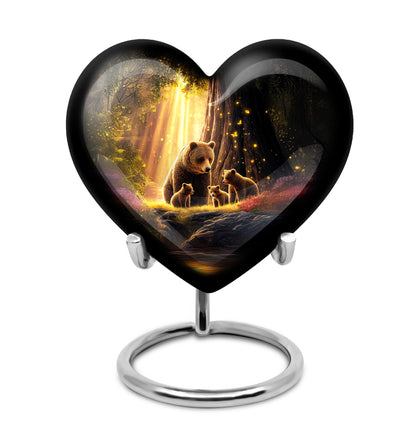 Personalized Elegant Bear Cremation Urns - Black 10-inch, 200 cu in - Yatskia