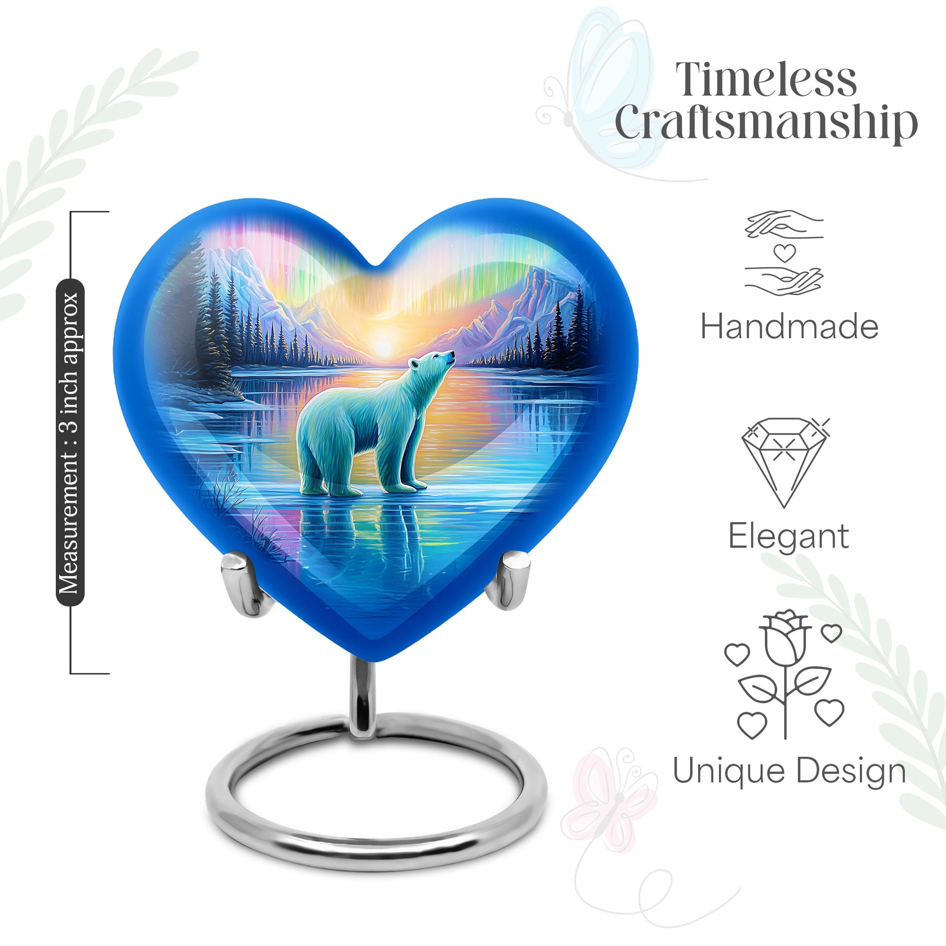 Matte Gold Bear Cremation Urn front view showing detailed design - compassionate heart-bear combination with gentle curves - mini keepsake memorial for portion of cremation ashes
