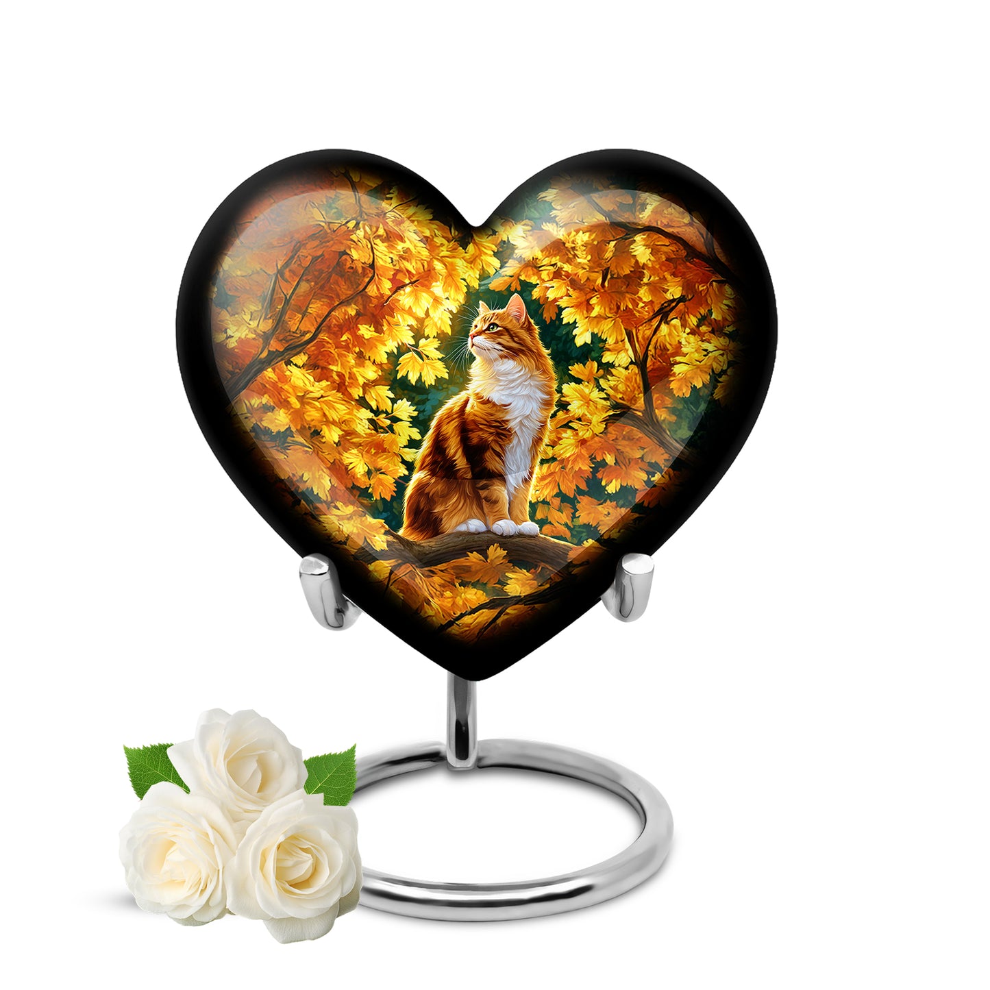 Gold Cat Cremation Urns - Opulent Testament 10-inch, 200 cu in - Yatskia