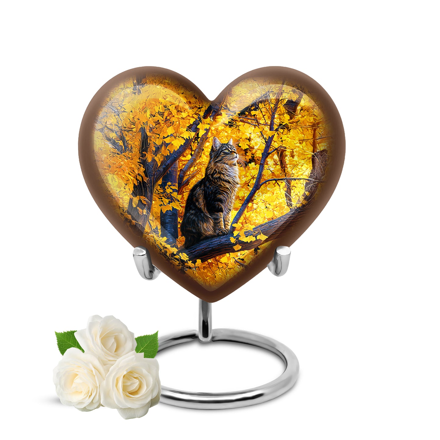 Gold Cat Cremation Urns - Glorious Comfort 10-inch, 200 cu in - Yatskia