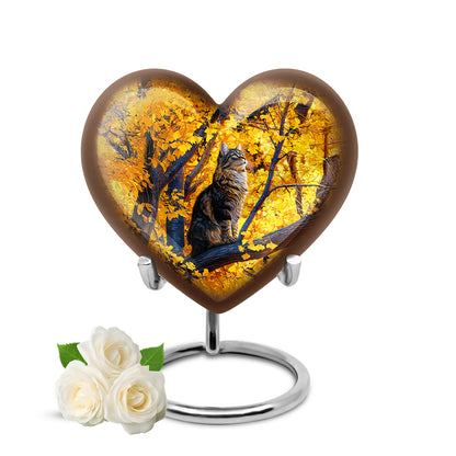 Gold Cat Cremation Urns - Glorious Comfort 10-inch, 200 cu in - Yatskia