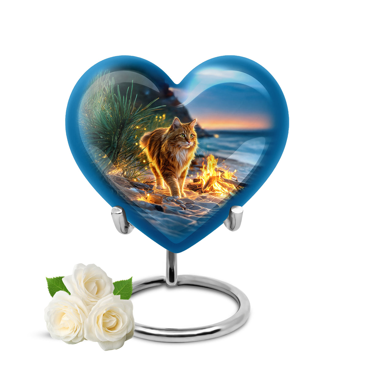 Personalized Blue Cat Cremation Urns for Ashes - Peaceful - Yatskia