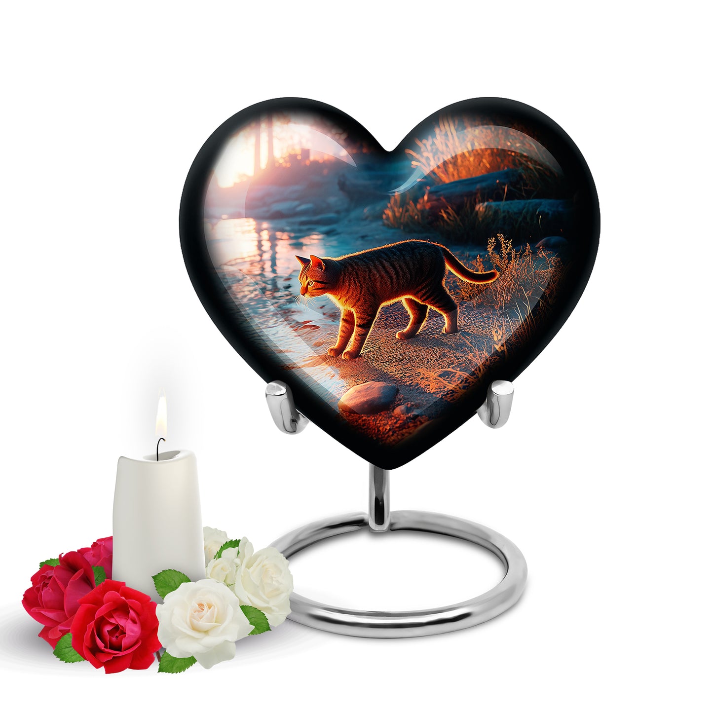Personalized Blue Heavenly Cat Cremation Urns for Human Ashes - 10-inch, 200 cu in - Yatskia