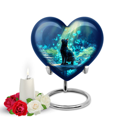 Personalized Cat Cremation Urns - Eminent Blue 10-inch, 200 cu in - Yatskia