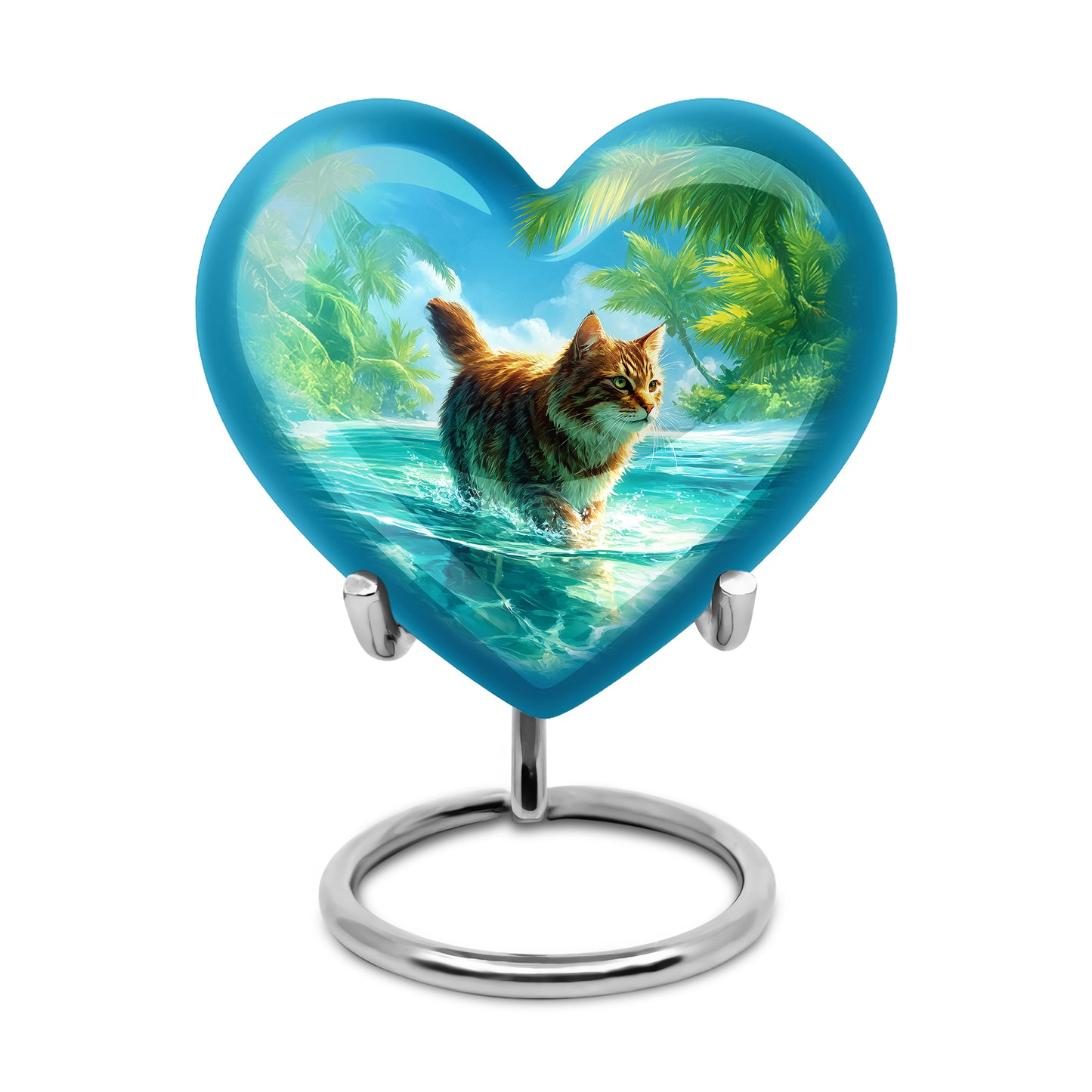 Divine Blue Cat Cremation Urn for Ashes - 10-inch, 200 cu in - Yatskia