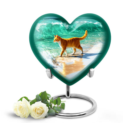 Hallowed Cat Cremation Urns for Human Ashes - Blue 10-inch - Yatskia