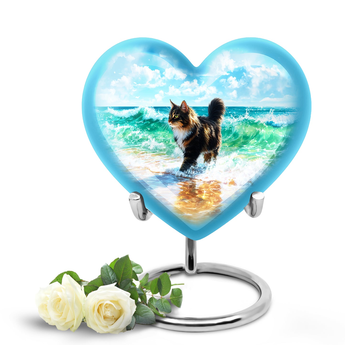 Blue Venerable Cat Cremation Urns for Human Ashes - 10-inch, 200 cu in - Yatskia