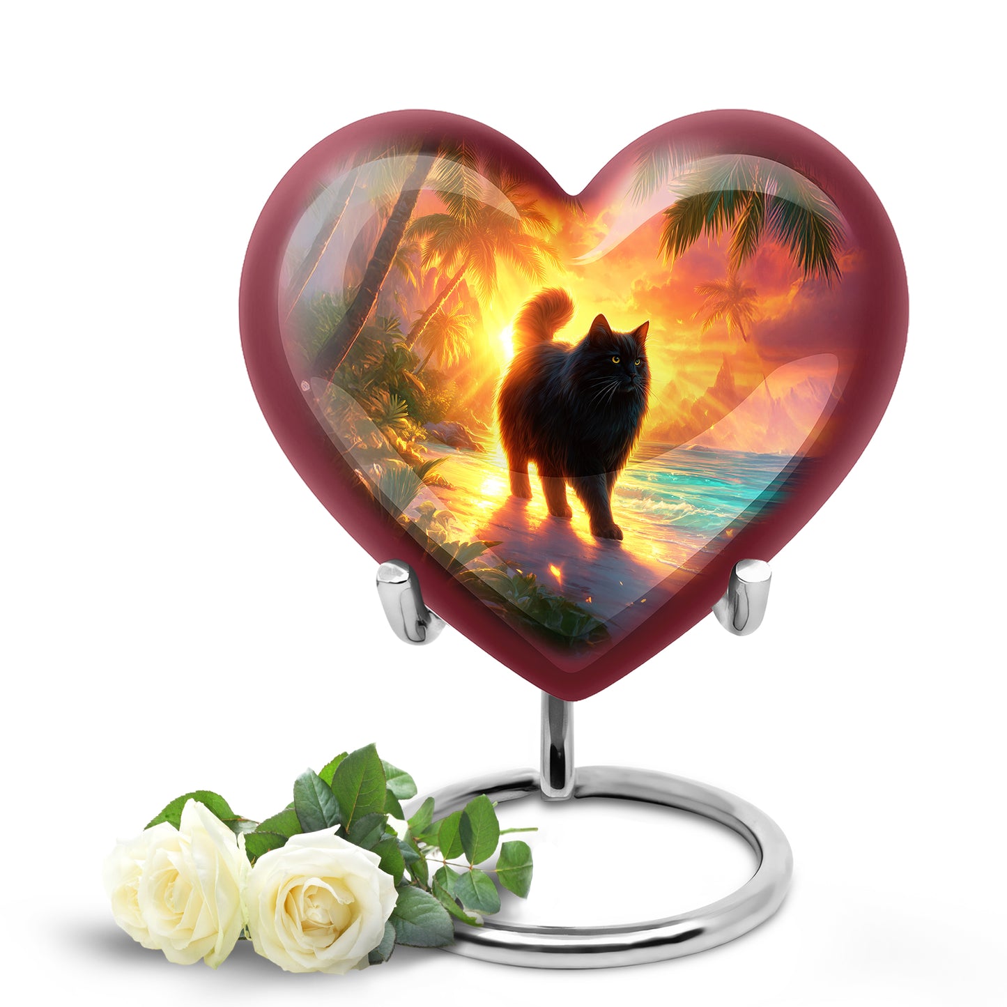 Red Cat Cremation Urns - Glorious Benediction 10-inch, 200 cu in - Yatskia