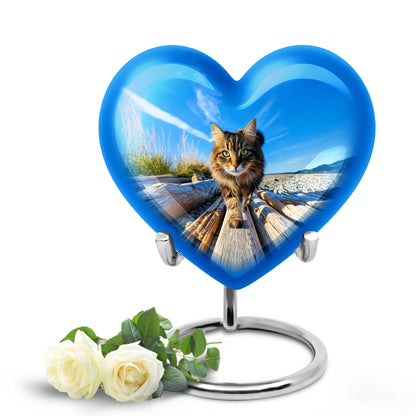 Blue Cat Cremation Urns - Honored Honor 10-inch, 200 cu in - Yatskia