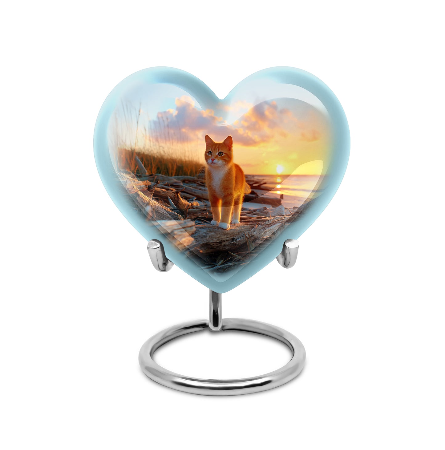 Timeless Blue Cat Cremation Urn for Ashes - 10-inch, 200 cu in - Yatskia