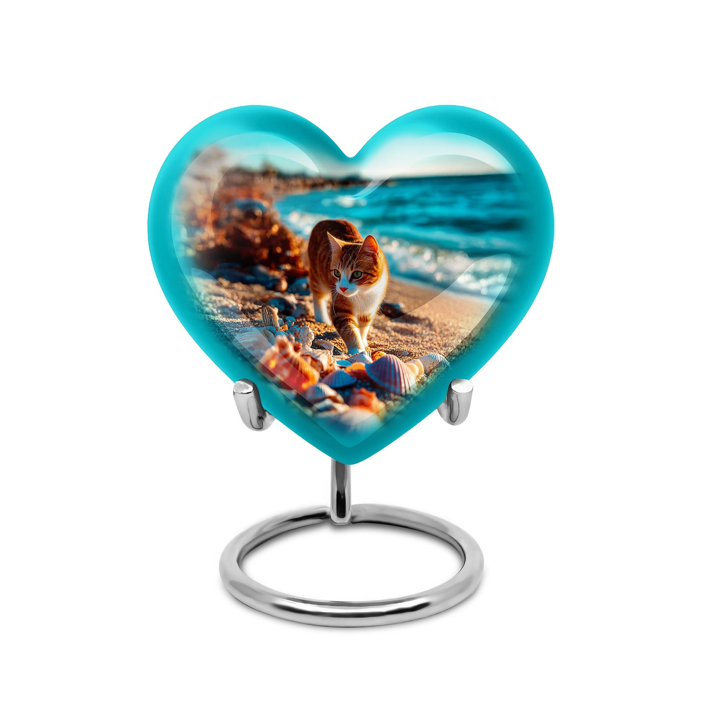 Personalized Teal Cat Cremation Urns for Ashes - Captivating 10-inch - Yatskia