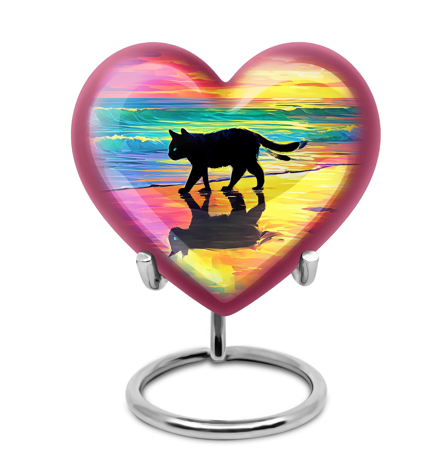 Dignified Red Cat Cremation Urn for Ashes - 10-inch, 200 cu in - Yatskia
