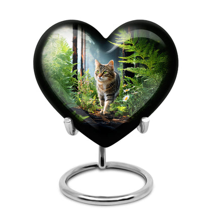 Personalized Black Sovereign Cat Cremation Urns for Human Ashes - 10-inch, 200 cu in - Yatskia