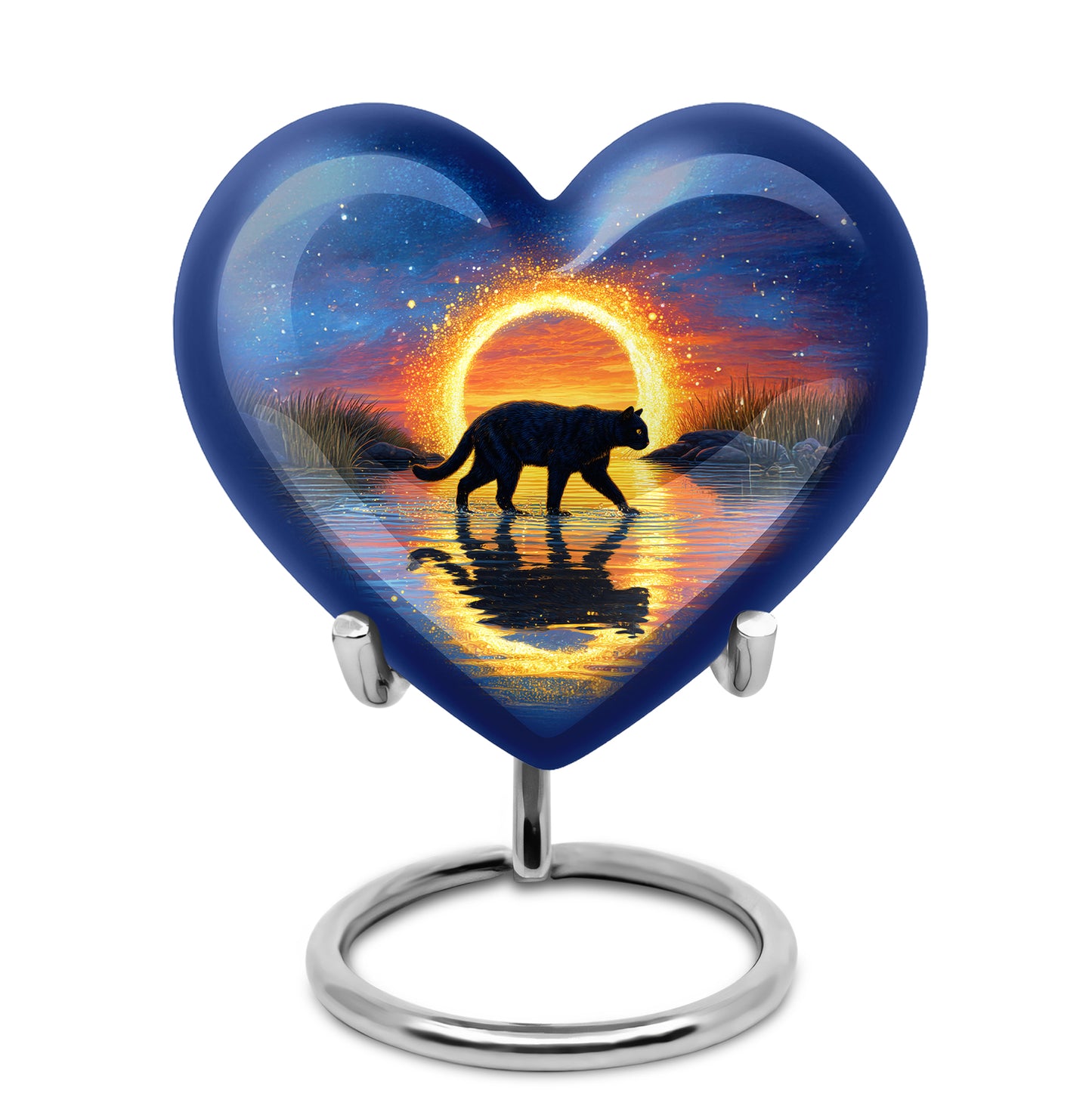 Personalized Blue Revered Cat Cremation Urns for Human Ashes - 10-inch, 200 cu in - Yatskia