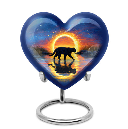 Personalized Blue Revered Cat Cremation Urns for Human Ashes - 10-inch, 200 cu in - Yatskia