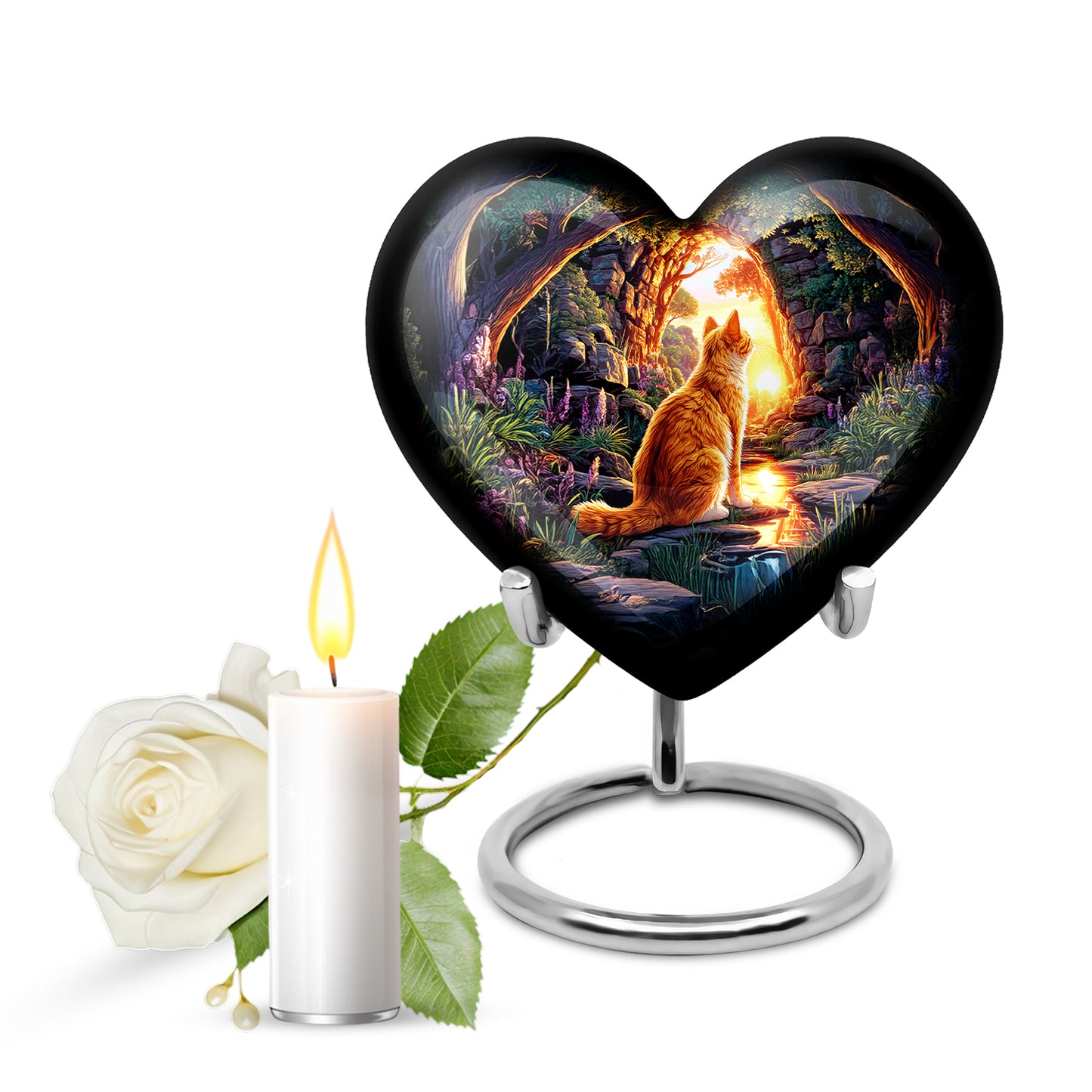 Purple Cat Memorial Cremation Urns for Human Ashes - 10-inch, 200 cu in - Yatskia